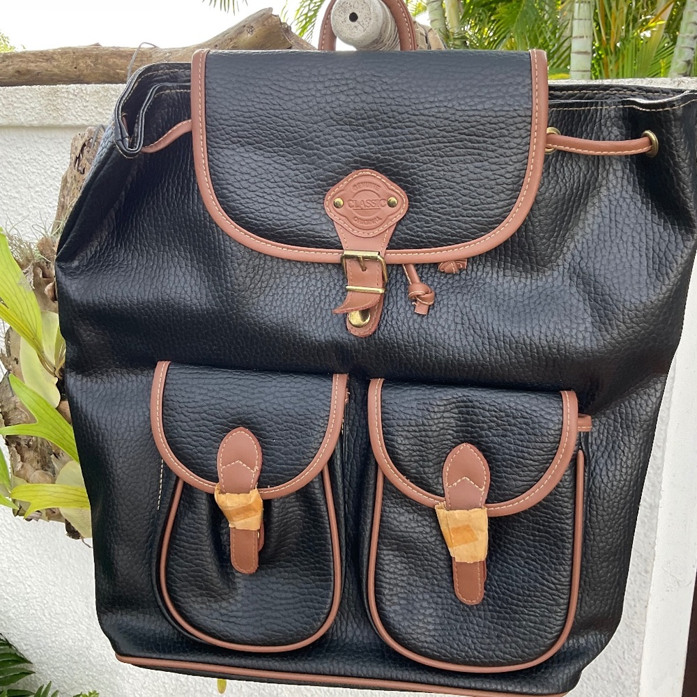 VTG Y2K Dover Genuine Classic Original  Pebbled Vegan Leather Backpack NWT